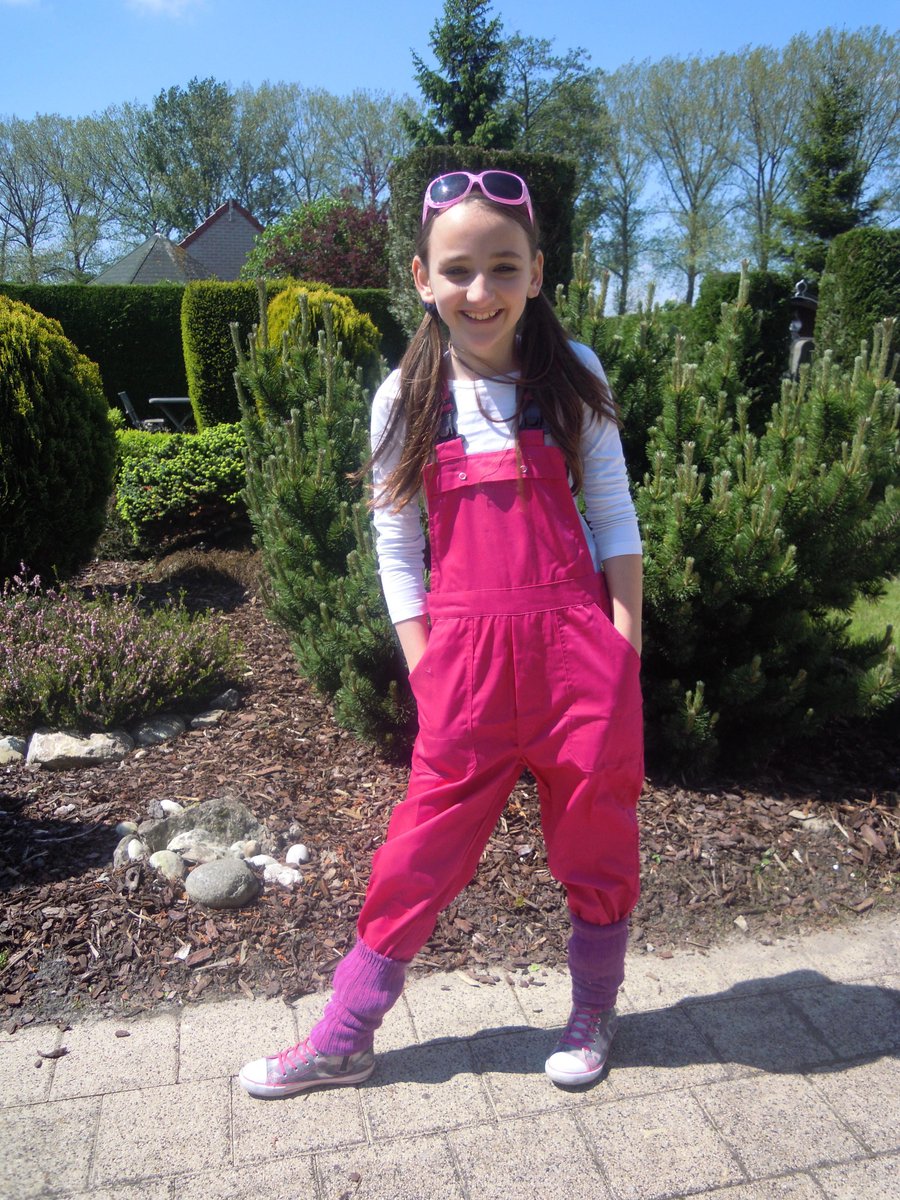 Yoworkwear Tuinbroek polyester/katoen Fuchsia maat 140