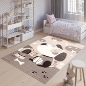 Tapiso Fiesta Vloerkleed Kinderkamer Creme Bruin Hond Duurzaam Interieur Duurzaam Hoogwaardig Tapijt Maat - 120x170