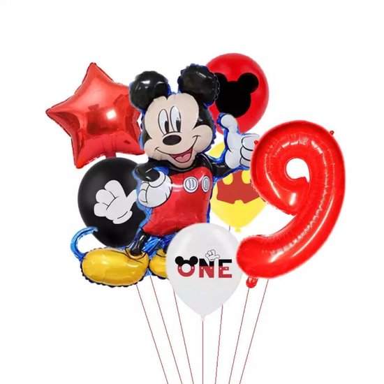 Disney Mikey Folie Ballonnen Set Mickey Mouse Ballon 7 stuks Verjaardagsfeestje Decoratie - 9 jaar