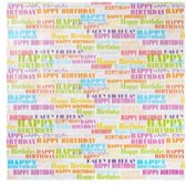 4x rollen Happy birthday cadeaupapier/inpakpapier gekleurde happy birthday tekst 200 x 70 cm - kado inpakken