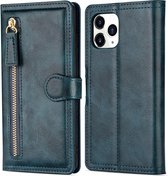 iPhone 12 Pro Max Book Case Hoesje met Rits - Kunstleer - Pasjeshouder - Portemonnee - Apple iPhone 12 Pro Max - Blauw