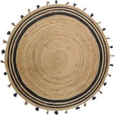 Flycarpets Jute Vloerkleed - 160 cm - Rond - Naturel / Zwart