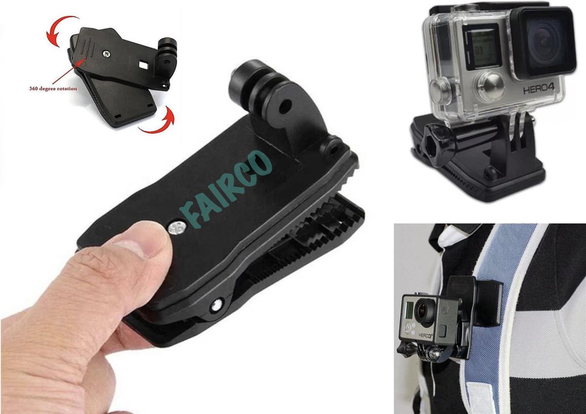 360 Graden Quick Release Rotary Rugzak Hoed Clip Snelle Klem Voor Actie Camera / GoPro / Rugzak