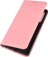 Samsung Galaxy Note20 Hoesje - Mobigear - Retro Slim Serie - Kunstlederen Bookcase - Roze - Hoesje Geschikt Voor Samsung Galaxy Note20