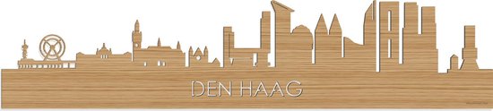 Skyline Den Haag Bamboe hout - 80 cm - Woondecoratie - Wanddecoratie - Meer steden beschikbaar - Woonkamer idee - City Art - Steden kunst - Cadeau voor hem - Cadeau voor haar - Jubileum - Trouwerij - WoodWideCities
