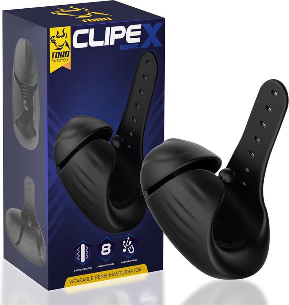 TORO - Clipex Adjustable Male Masturbator With Clip System Premium Silicone Magnetic Usb