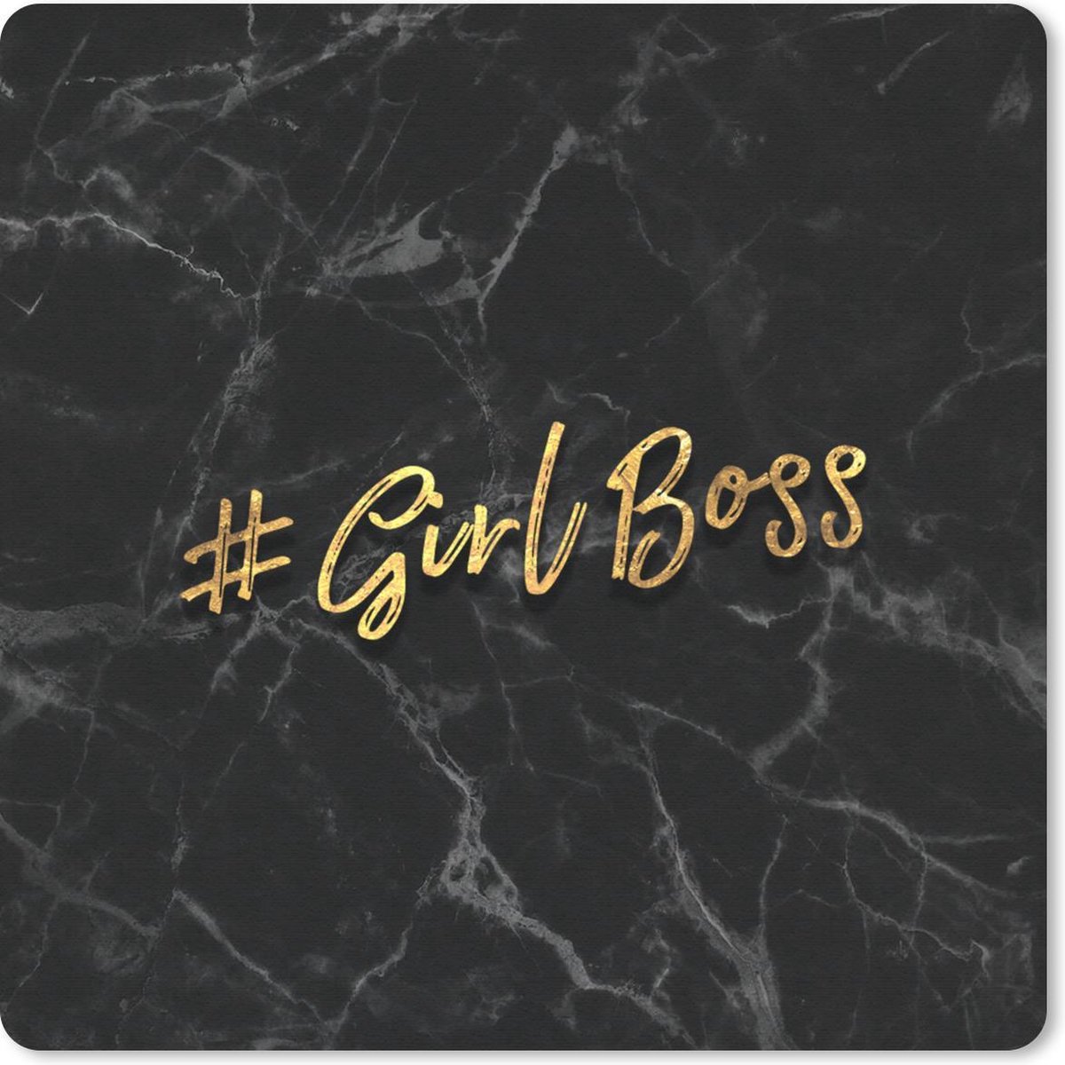Muismat 20x20 cm - Mousepad Quotes - Girl - Goud - Marmer print - Muismatten