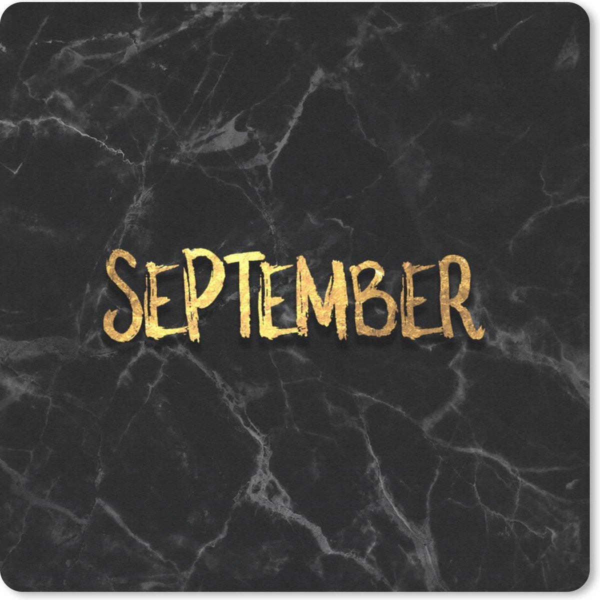 Muismat 20x20 cm - Mousepad Kalender - September - Goud - Marmer print - Muismatten