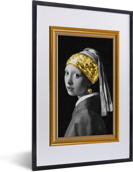 Fotolijst incl. Poster - Meisje met de parel - Vermeer - Goud - Lijsten - 40x60 cm - Posterlijst