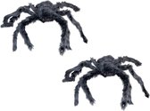 2x stuks horror decoratie spin zwart 40 cm