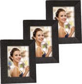 3x stuks houten fotolijstje zwart met glitters 25 x 35 cm geschikt voor een foto van 20 x 30 cm