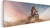 Artaza Canvas Schilderij Motorcross Op Een Heuvel Bij Zonsondergang - 120x40 - Groot - Foto Op Canvas - Canvas Print