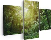 Artaza Canvas Schilderij Drieluik Tropische Jungle Met Zonneschijn - 90x60 - Foto Op Canvas - Canvas Print