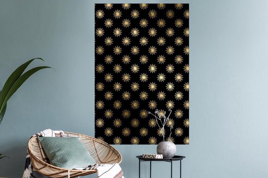 Muurstickers - Sticker Folie - Patronen - Sterren - Goud - 60x90 cm - Plakfolie - Muurstickers Kinderkamer - Zelfklevend Behang - Zelfklevend behangpapier - Stickerfolie