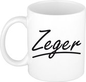 Zeger naam cadeau mok / beker met sierlijke letters - Cadeau collega/ vaderdag/ verjaardag of persoonlijke voornaam mok werknemers