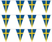 3x stuks polyester vlaggenlijn Zweden 5 meter - Landen thema feestartikelen/versiering