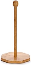 Bamboe houten keukenrolhouder rond 18 x 35 cm - Keukenpapier/keukenrol houders van hout