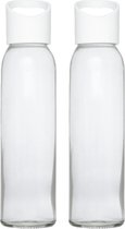 2x stuks glazen waterfles/drinkfles transparant met schroefdop met wit handvat 500 ml - Sportfles - Bidon