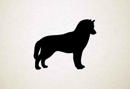 Siberische Husky - Silhouette hond - S - 45x56cm - Zwart - wanddecoratie