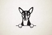 Podengo portugues - hond met pootjes - XS - 25x23cm - Zwart - wanddecoratie