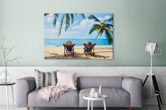 Tableau sur Toile Plage - Été - Palmiers - 120x80 cm - Décoration murale
