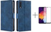 Telefoonhoesje Samsung Galaxy A70 | Hoogwaardig Pu Leren Bookcase | Pasjeshouder | Luxe Uitstraling | Blauw + 1x screenprotector
