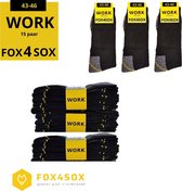 Work Werksokken - 15 paar - FOX4SOX werksokken - Zwart - Maat 43 - 46