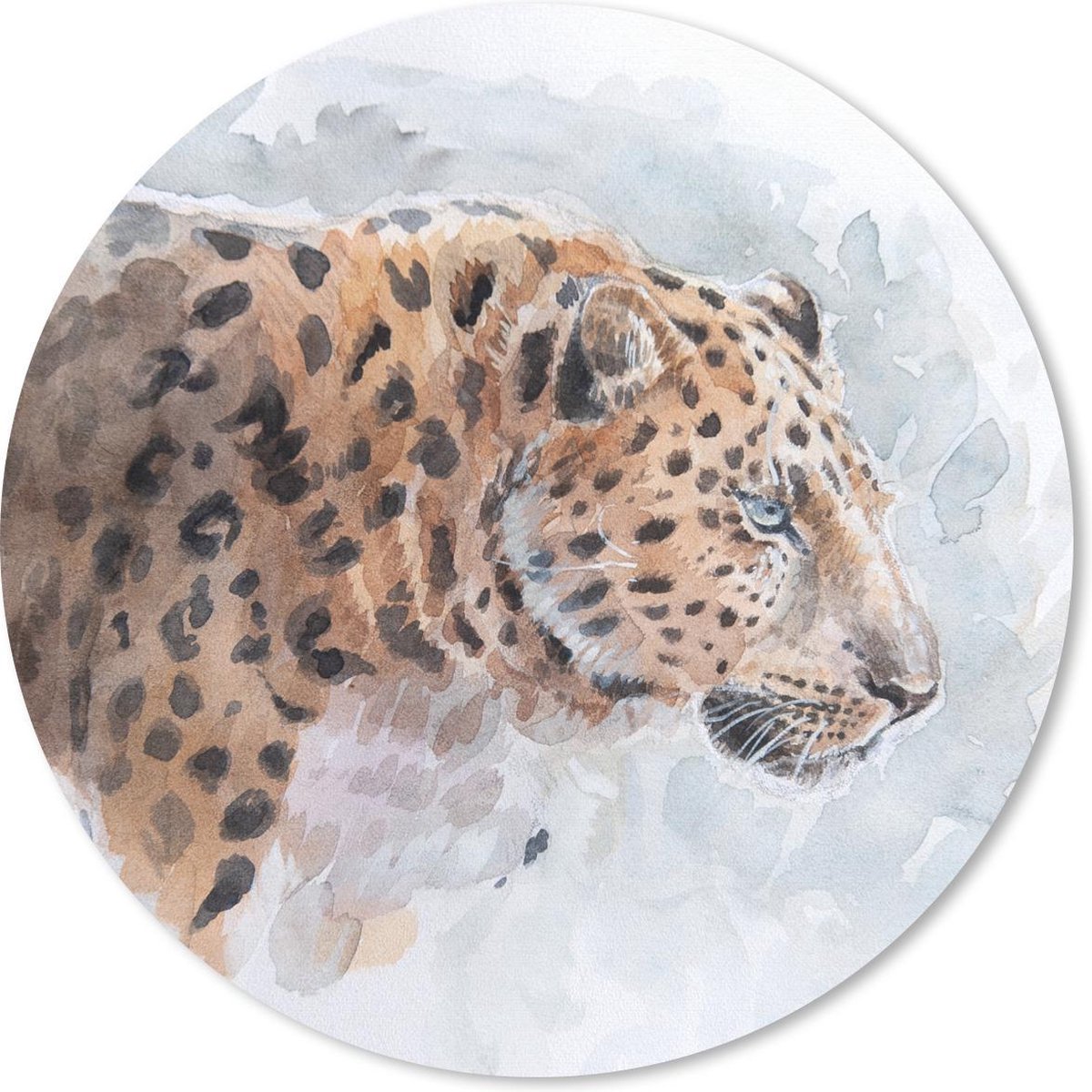 Muismat rond 40x40 cm - Mousepad Panter - Waterverf - Dieren - Ronde muismatten