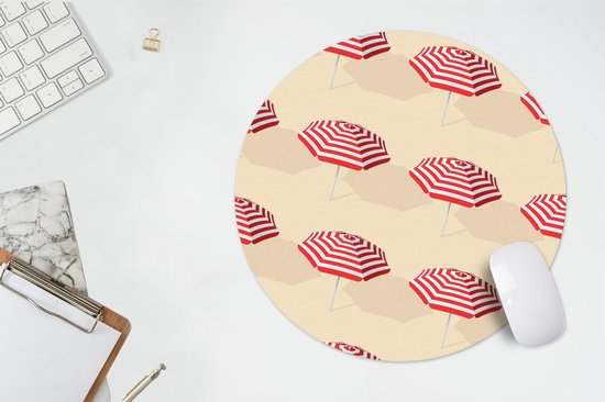 Muismat rond 40x40 cm - Mousepad Zomer - Parasol - Pastel - Ronde muismatten