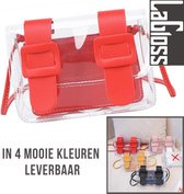 Lagloss Fashion Bag Tas Mode Rood - Klein Modisch Transparant Tasje met Losse Binnentas - Type Lil Bag - Doorzichtige SchouderTas - 17x11x6 cm