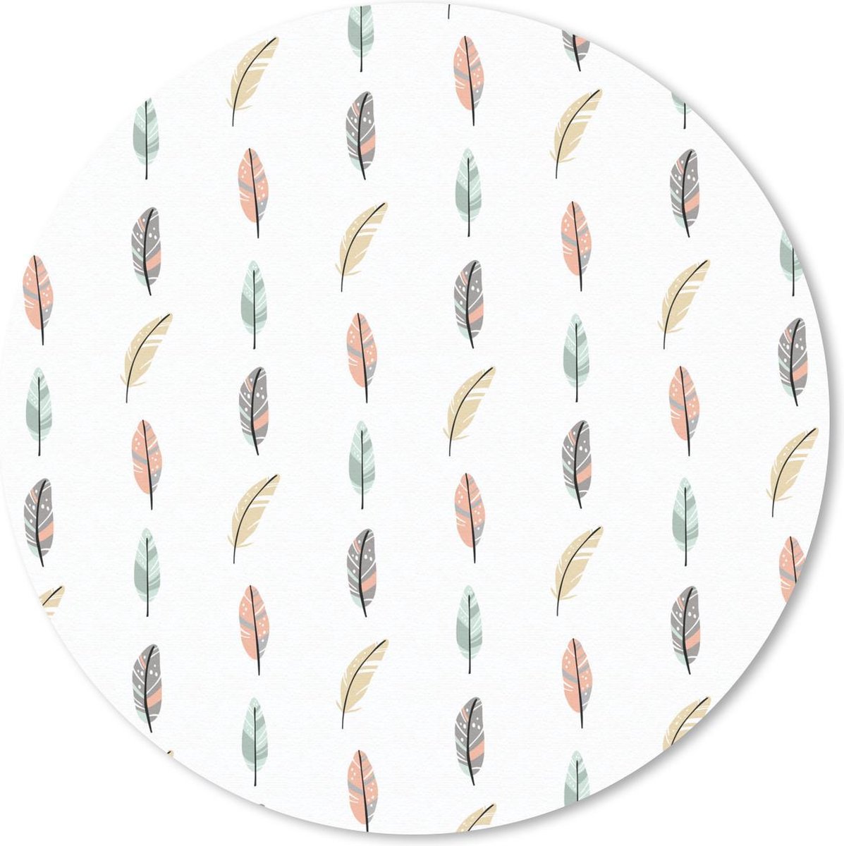 Muismat rond 40x40 cm - Mousepad Veren - Patronen - Pastel - Ronde muismatten