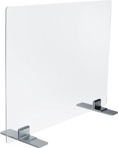 Kantoorscherm Design 1500 x 750 x 4 - VALI Tafelvoet Aluminium Titanium  | preventiescherm | spatscherm | hygiënescherm | plexiglas scherm | kuchscherm
