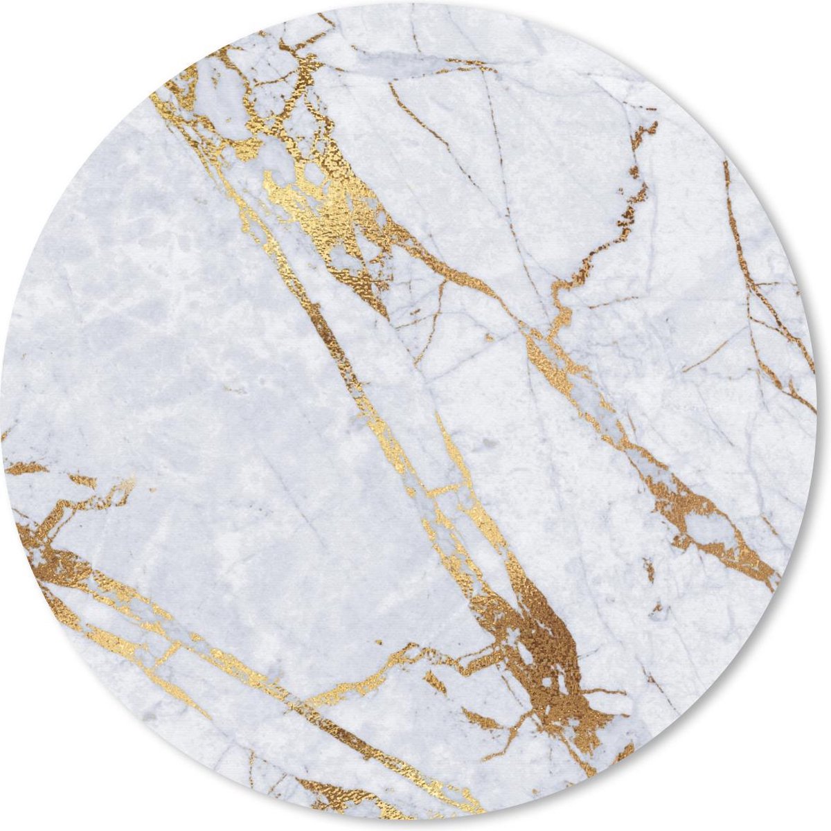 Muismat rond 50x50 cm - Mousepad Marmer - Patroon - Goud - Ronde muismatten