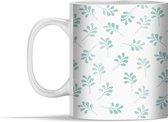 Mok - Bladeren - Patroon - Blauw - 350 ml - Beker