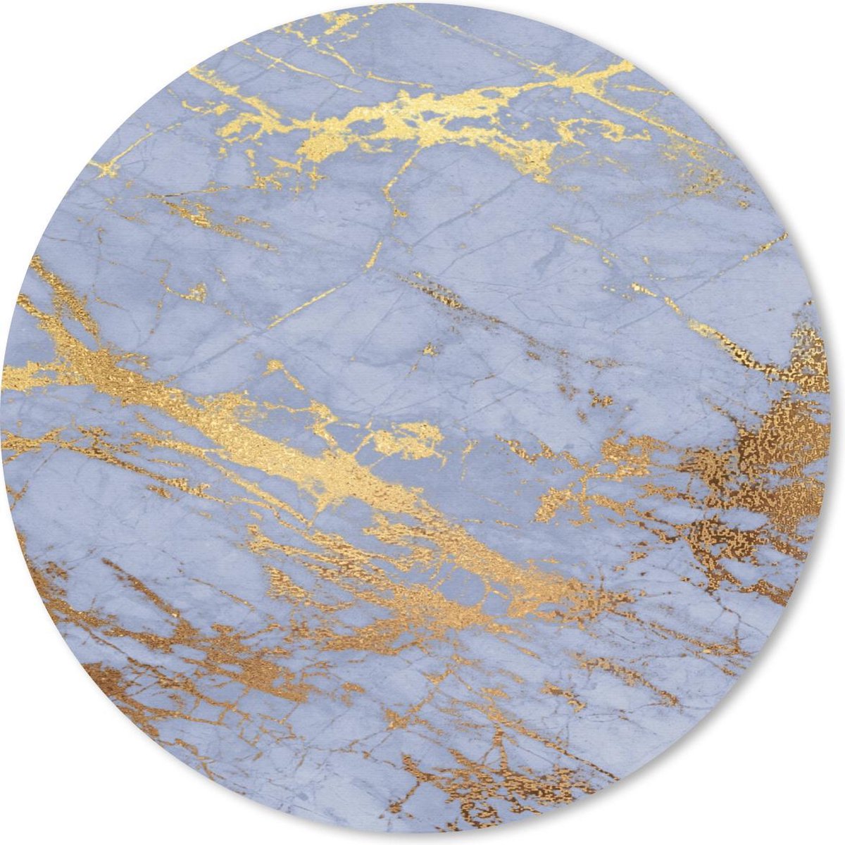 Muismat rond 40x40 cm - Mousepad Marmer - Blauw - Goud - Ronde muismatten