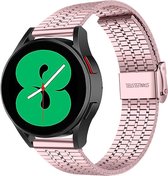 Strap-it Watch 4 & Watch 5 bandje - Samsung Galaxy Watch 4 - 40mm roestvrij stalen band - rosé pink - Geschikt voor Samsung Galaxy Watch 5 Pro – 44mm – 40mm & Galaxy Watch 4 40mm,