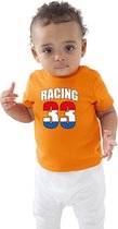 Oranje race fan t-shirt voor baby / peuters - racing 33 - Max coureur supporter shirt / outfit 0-3 mnd