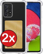 Samsung Galaxy A52s Hoesje Met Pasjeshouder Transparant Shock Proof Case Kaarthouder - Samsung Galaxy A52s Pasjeshouder Card Case - 2 PACK