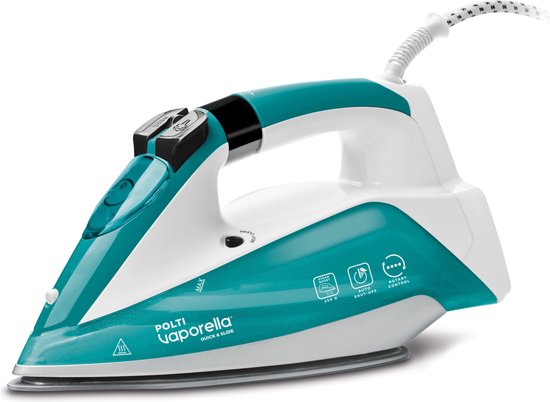 Polti Quick & Slide QS210 Stoomstrijkijzer Roestvrijstalen zoolplaat 2400 W Groen, Wit