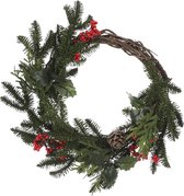 House of Seasons Larry Kerstkrans - Ø50 cm - Groen, Rood