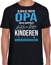 Trotse opa / kinderen cadeau t-shirt zwart voor heren - Cadeau opa / bedank shirt S