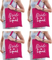 6x Vrijgezellenfeest Bride Squad tasje roze/ goodiebag dames - Accessoires vrijgezellen party vrouw