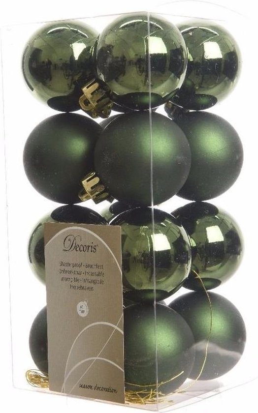 Lot De 9 Boules De Noël En Plastique 6 Cm - Décoration Sapin Thème Forêt, Couleur Bronze Vert, Avec Crochet Inclus