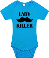 Lady killer tekst baby rompertje blauw jongens - Kraamcadeau - Babykleding 80 (9-12 maanden)