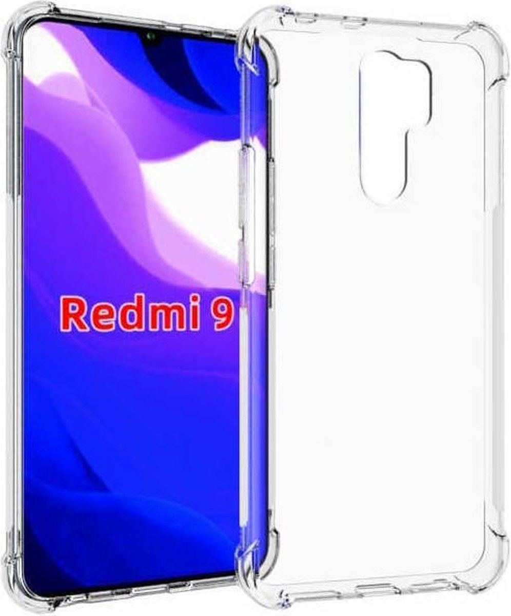 Hoesje Geschikt voor: Xiaomi Redmi 9 - Anti Shock Silicone Bumper - Transparant