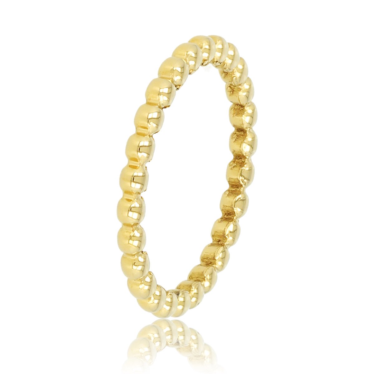 My Bendel - Goudkleurige Ring met Bolletjes - Bolletjes Ring - met Luxe Cadeauverpakking | Sieraden Voor Dames | Maat 16.00 Mm / Maat 50