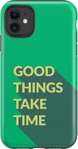 Apple iPhone 11 Hoesje - Extra Stevig Hoesje - 2 lagen bescherming - Met Quote - Good Things - Groen