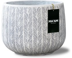 MA'AM Pottery Ivy lage bloempot bol - D29x22 - Wit - visgraat - industrieel/scandinavisch/ibiza - plantpot - binnen/buiten
