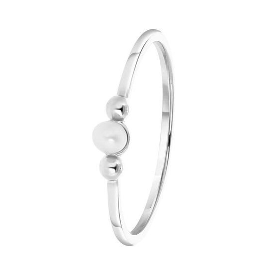 Lucardi Dames Ring zoetwaterparel - Ring - Cadeau - Moederdag - Echt Zilver - Zilverkleurig