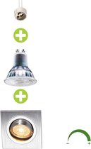 Dimbare LED Inbouwspot 5,5W | vierkant | 70mm | geborsteld aluminium - Dim to warm